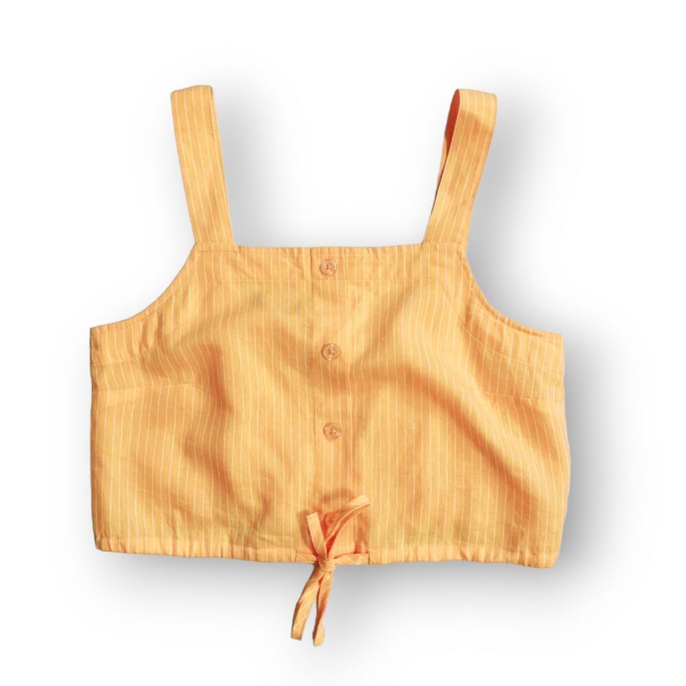 A New Day Women's Orange Tie Front Apron Tank Top Women’s XS Linen Rayon NWT